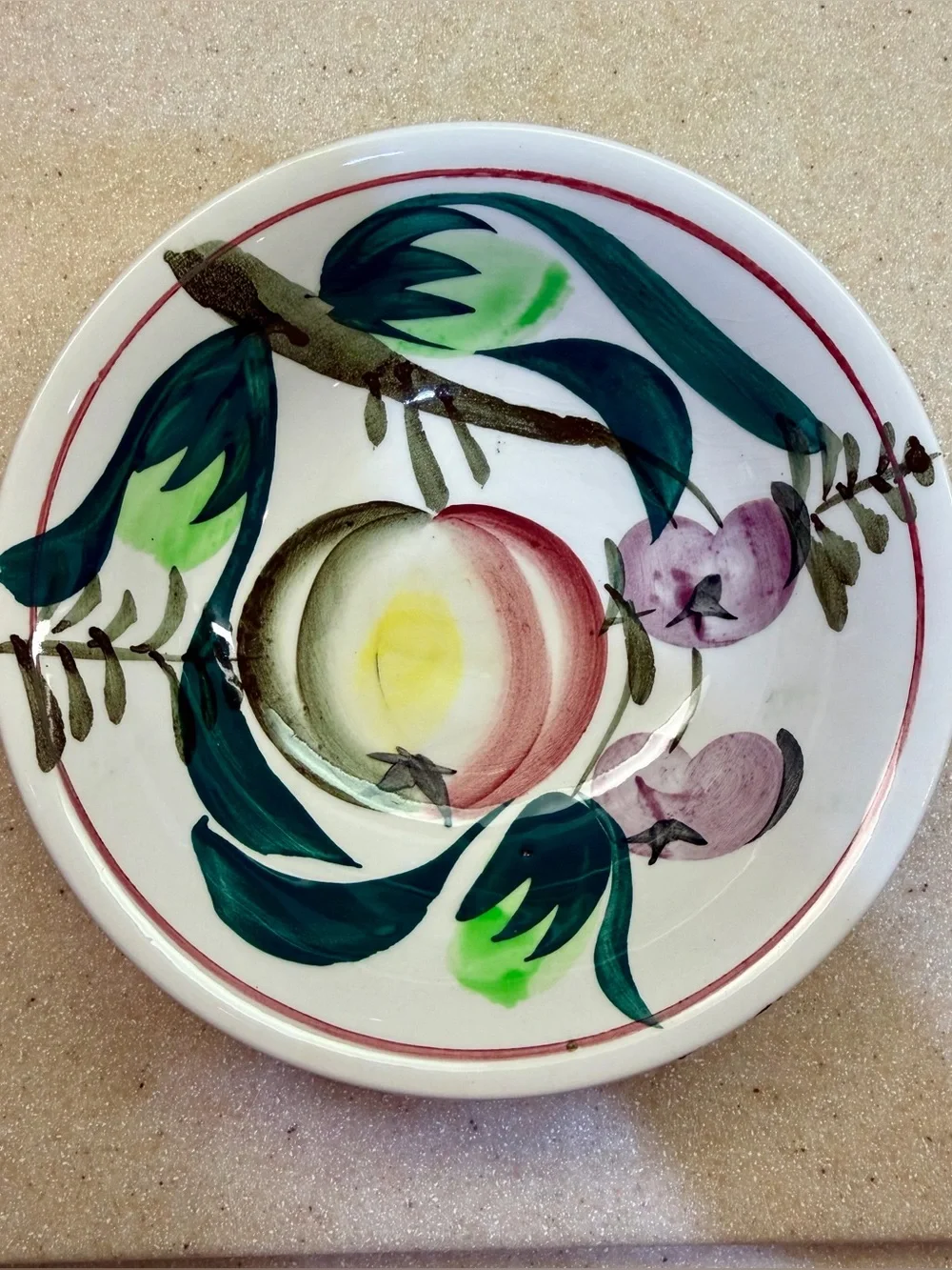 Hand-Painted Tropical Fruit Iron Stone Side Bowls set-4 Green Red Purple Yellow